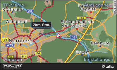 Anzeige einer TMC/TMCpro-Verkehrsinformation in der Karte